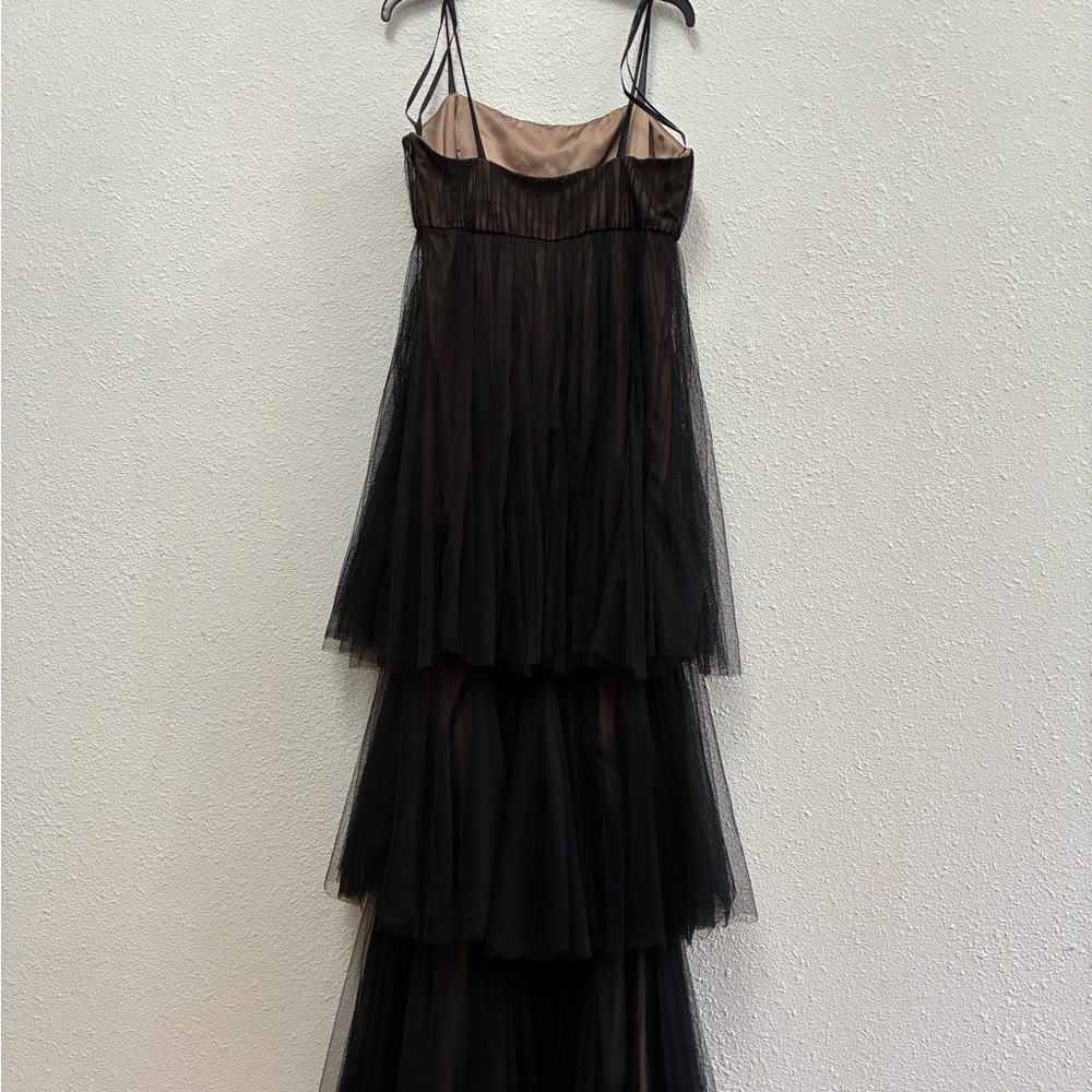 Vera Wang Black Tiered Ruffled Maxi Dress